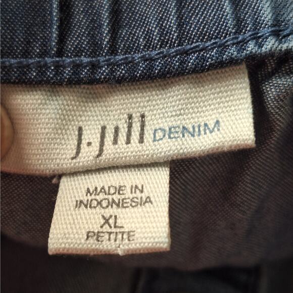 J. Jill Women XL Petite Blue Chambray Snap Front Lightweight Knee Length Skirt - Picture 3 of 5